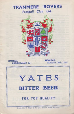 Tranmere Rovers v Workington Match Programme 1962-08-20